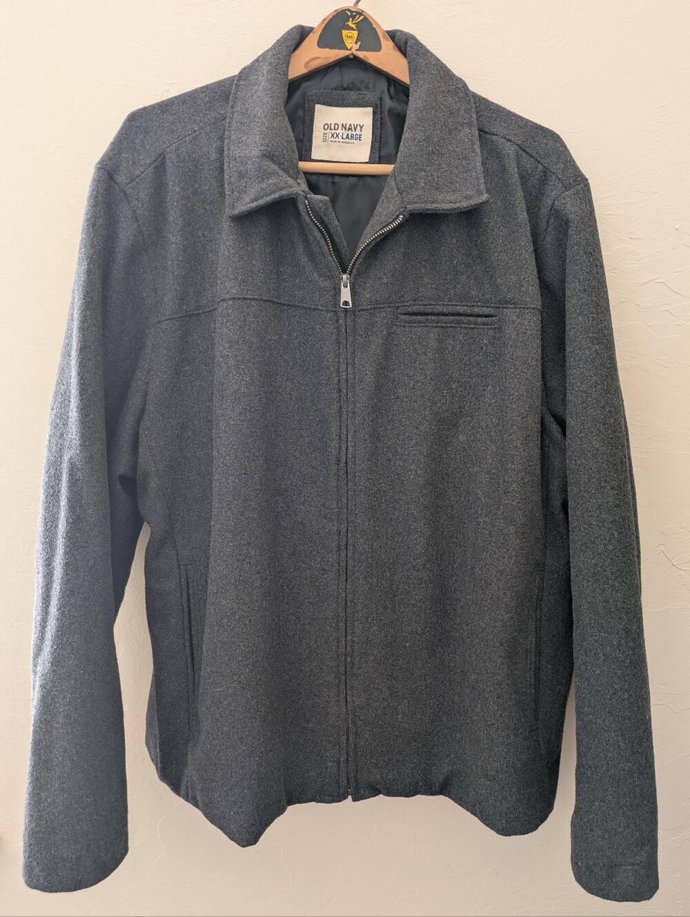 Old Navy Men's Charcoal Gray Zip-Up Wool Blend Jacket